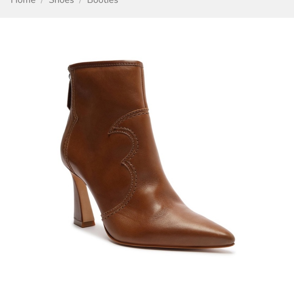 SCHUTZ Brown Leather Pointed-Toe Ankle Boot